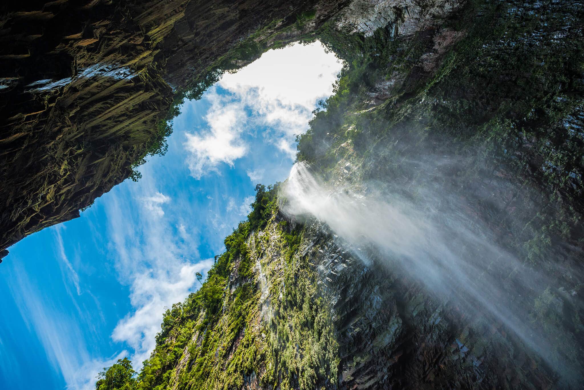 A sinkhole, like this one, is the most recognized surface landform in karst.