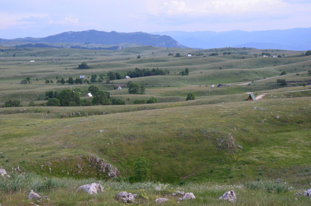 This rolling terrain in Montenegro is made up entirely of large solution sinkholes. Photo courtesy: NCKRI Staff George Veni