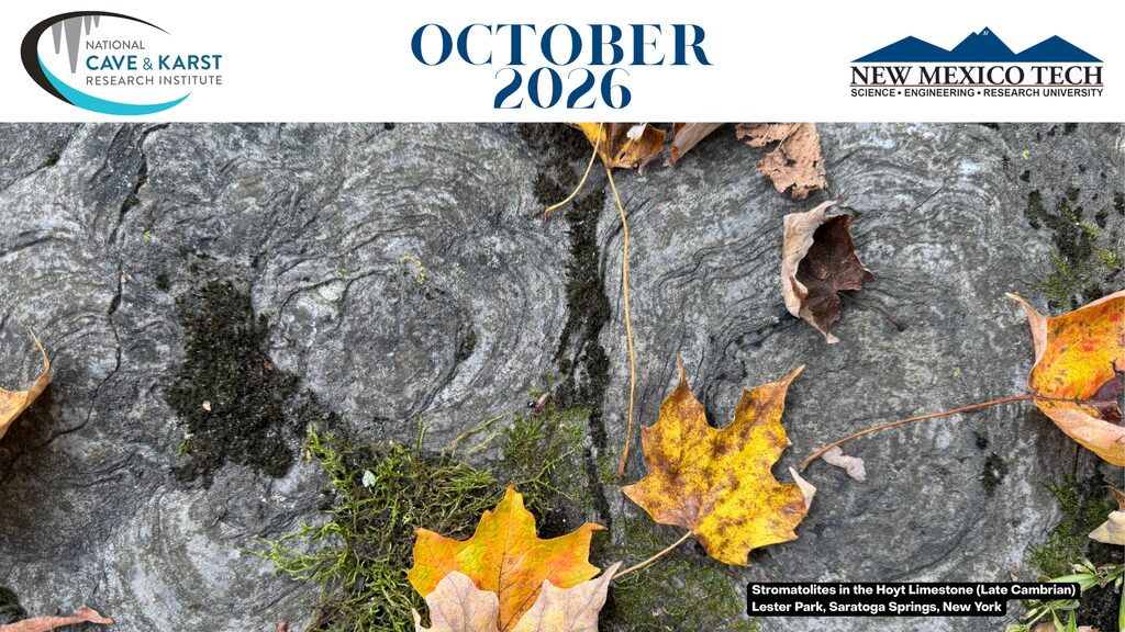 Link to NCKRI April 2026 Newsletter October NCKRI News Banner with NCKRI logo and NMT logo, includes a decorative image of leaves and stromatolites